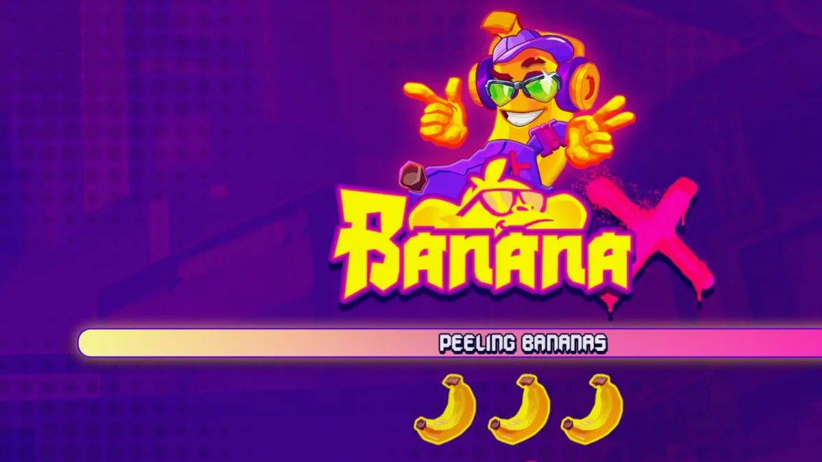Tampilan visual neon dan karakter monyet influencer di slot Banana X